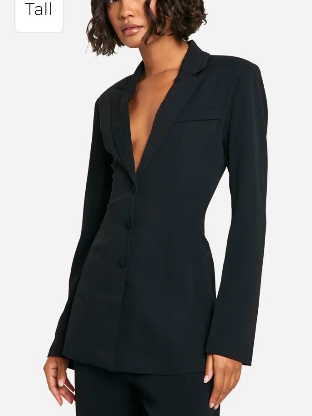 Boohoo Black Tailored Longline Blazer